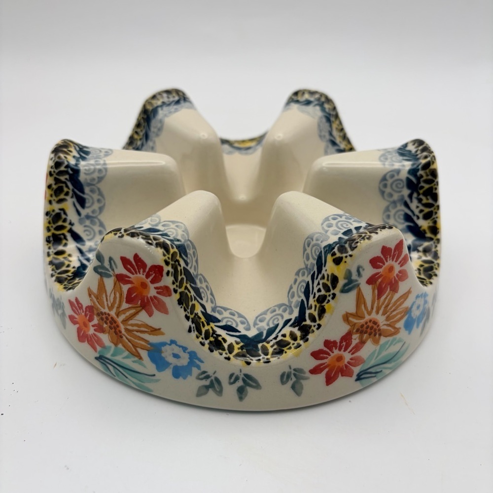 Polish Pottery Tea Warmer | Handmade in Poland Floral Stoneware | Microwave Safe - Picture 4 of 10
